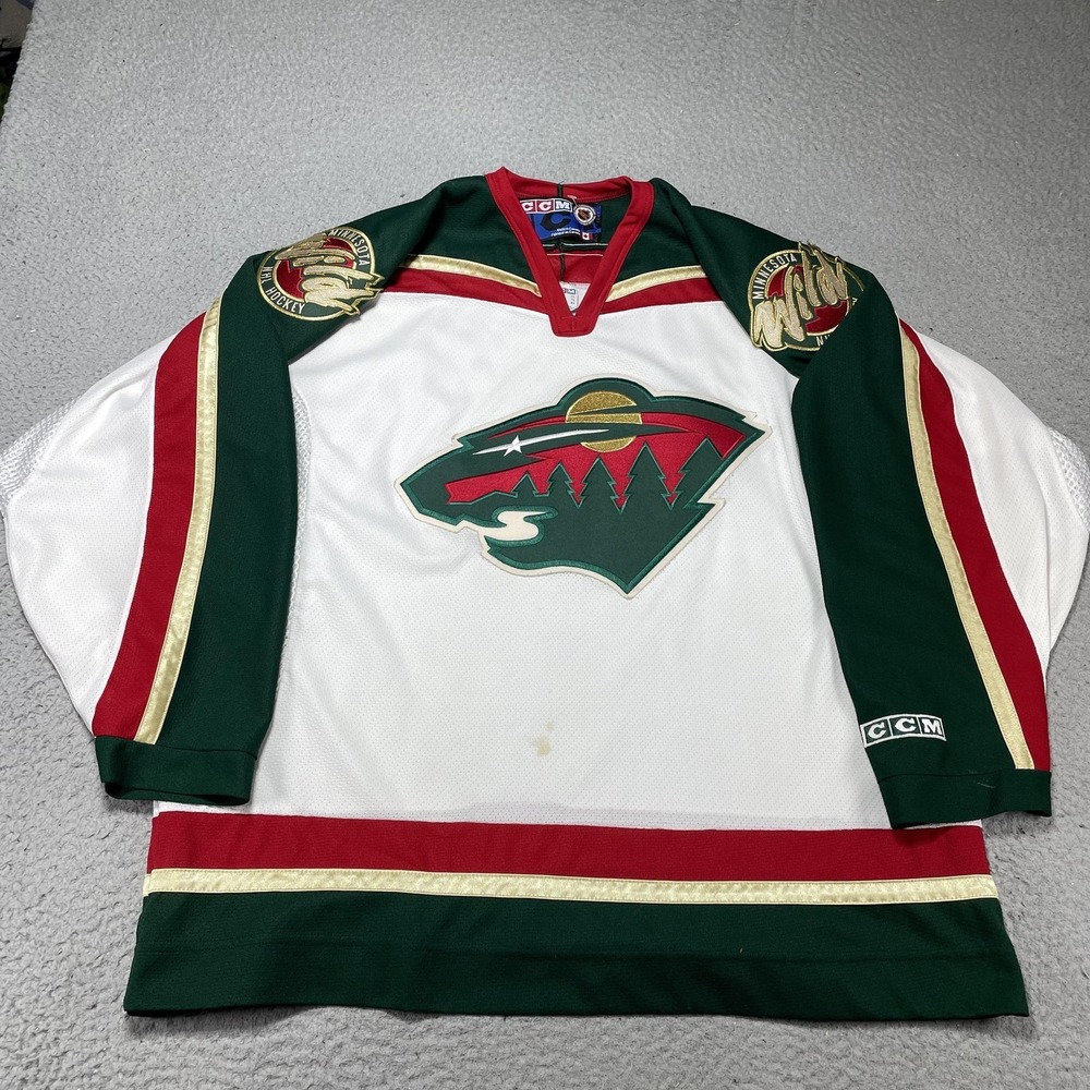 Minnesota Wild Jersey Mens XL White NHL Hockey Shoulder Patch Blank CCM
